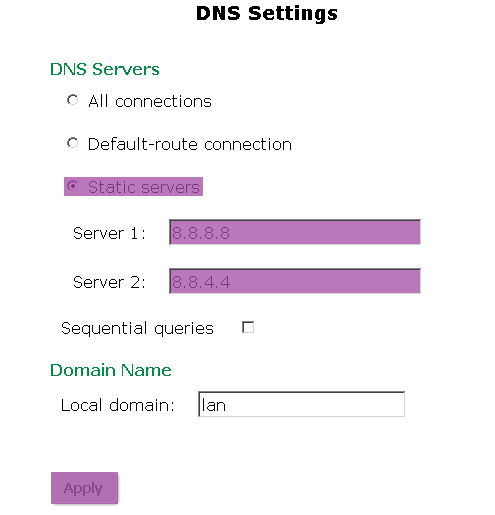 Oxygen RV34000 - konfiguracja DNS