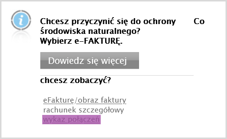 Wykaz połączeń w serwisie Netia On-line